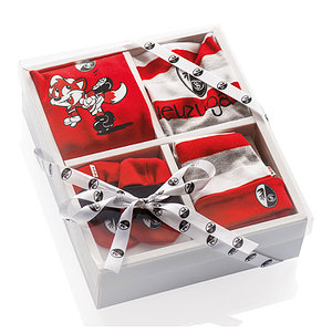 Geschenkbox Baby-Starterset 62-68 Body, Schuhe, Mütze, Lätzchen