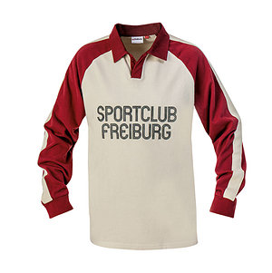 SC Freiburg 70er Langarm-Polo "Vintage" weiß-bordeaux