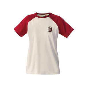 SC Freiburg 70er Raglan T-Shirt "Vintage" weiß-bordeaux
