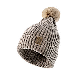 SC Freiburg Frauen Bommelmütze "Leder Badge" Creme