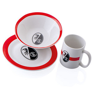 SC Freiburg Geschirr 3er-Set "Wappen" weiß-rot