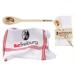 SC Freiburg Geschirrtuch-Set mit Kochlöffel weiß-rot