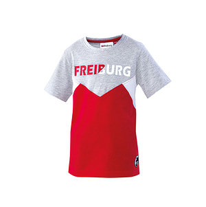 SC Freiburg Kinder T-Shirt "Colorblocking" grau-rot