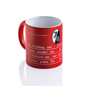 SC Freiburg Tasse "Hymne" rot-weiß sandgestrahlt