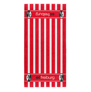 SCF Duschtuch "Streifen" weiß-rot