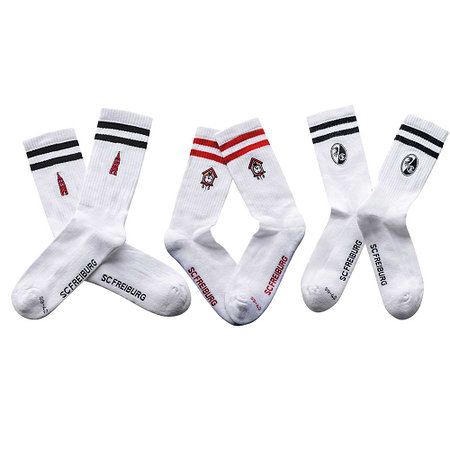 SC Freiburg 3er Set Socken "Stick" weiß