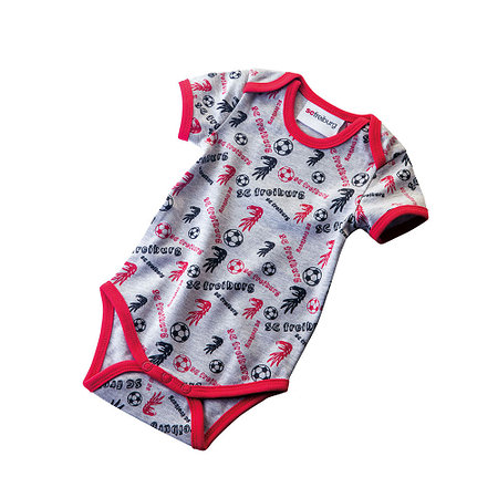 SC Freiburg Baby-Body "allover Fussball" grau