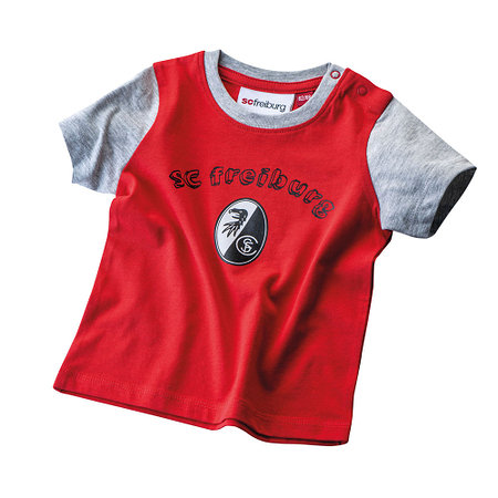 SC Freiburg Baby T-Shirt "Wappen" rot-grau