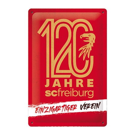 SC Freiburg Blechschild "120 Jahre" 20x30cm