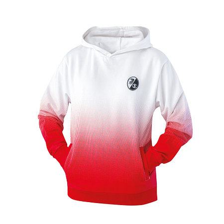 SC Freiburg Hoodie "Verlauf Wappen" weiß-rot