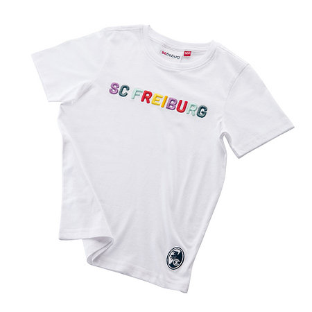 SC Freiburg Kinder T-Shirt "Schriftzug bunt" weiß