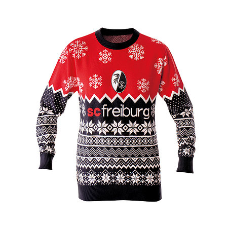 SC Freiburg Pullover "Norweger" 25/26 rot-schwarz