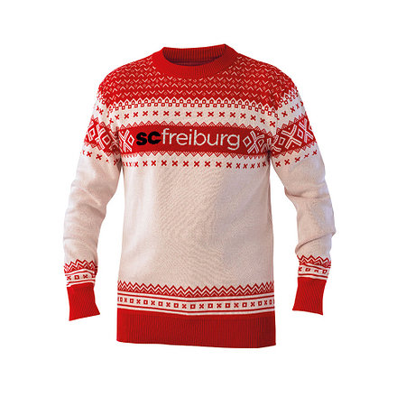 SC Freiburg Pullover "Norweger" weiß-rot