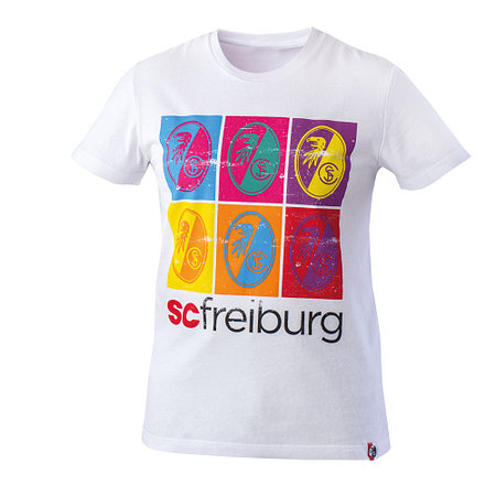 SC Freiburg T-Shirt "Logo bunt" weiß