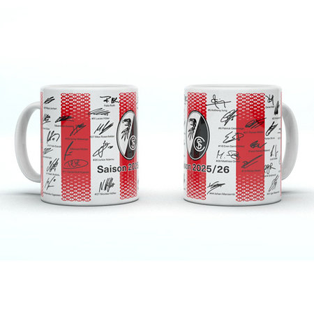 SC Freiburg Tasse Herren "Team Signature 25-26" rot-weiß