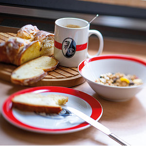 SC Freiburg Geschirr 3er-Set "Wappen" weiß-rot
